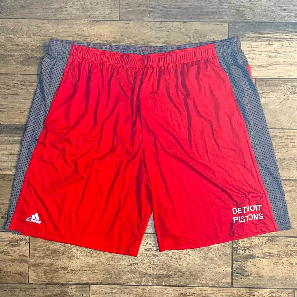 Adidas NBA Authentics Detroit Pistons Team Issue Basketball Shorts Red 4XL